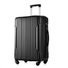 28In Expandable Lightweight Spinner Suitcase with Corner Guards - Black