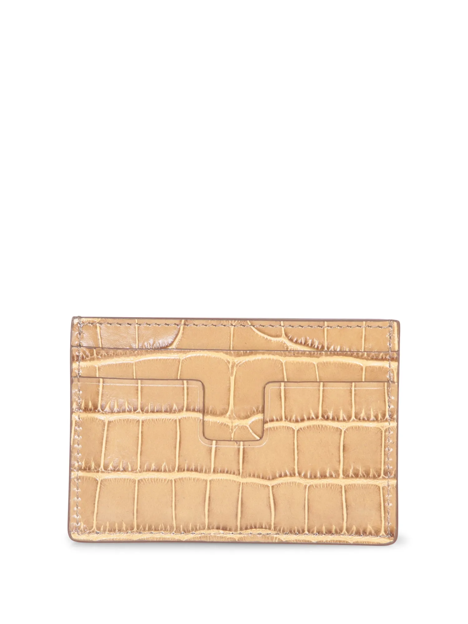 Beige Crocodile Card Holder