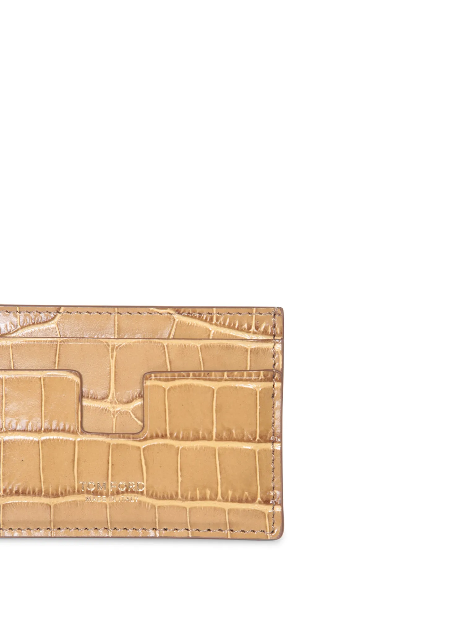 Beige Crocodile Card Holder