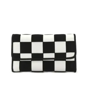 Black & White Multicolored Woven Check Wallet