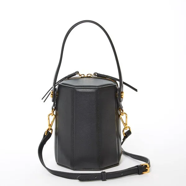 Black Harper Orange Leather Bucket Bag