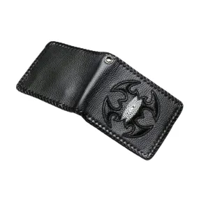 Black Leather Scorpion Stingray Biker Wallets