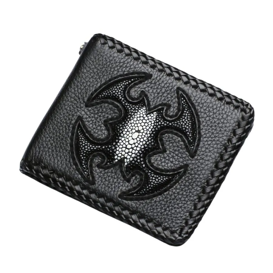 Black Leather Scorpion Stingray Biker Wallets