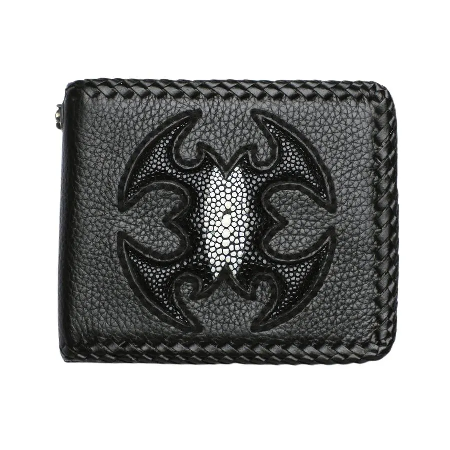 Black Leather Scorpion Stingray Biker Wallets