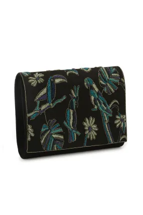 Black Tota-Maina Embroidered Clutch