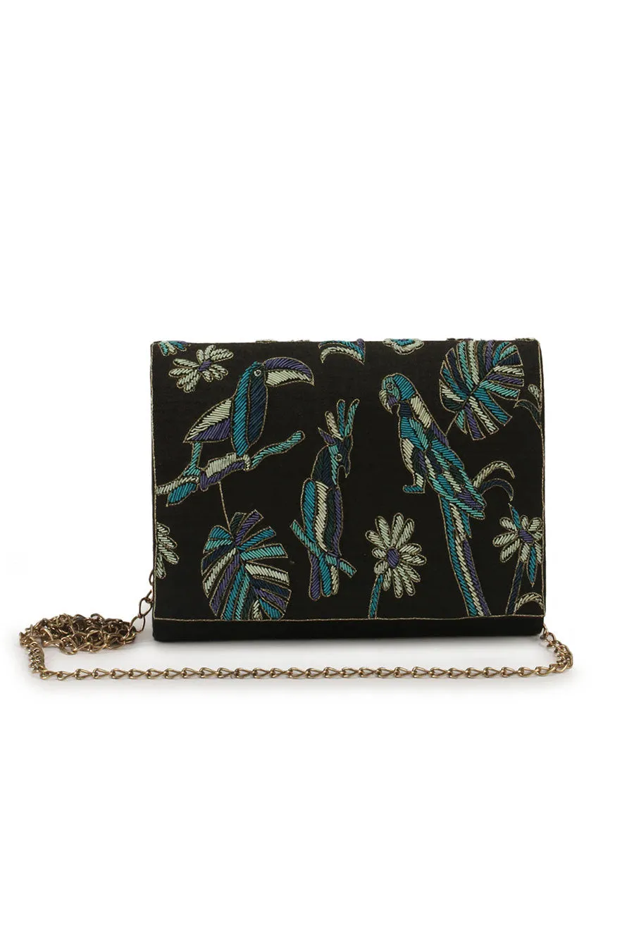 Black Tota-Maina Embroidered Clutch