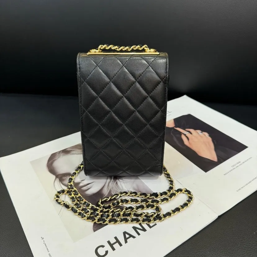 Chanel Black Gold Trendy CC Chain Mobile Phone Crossbody Bag