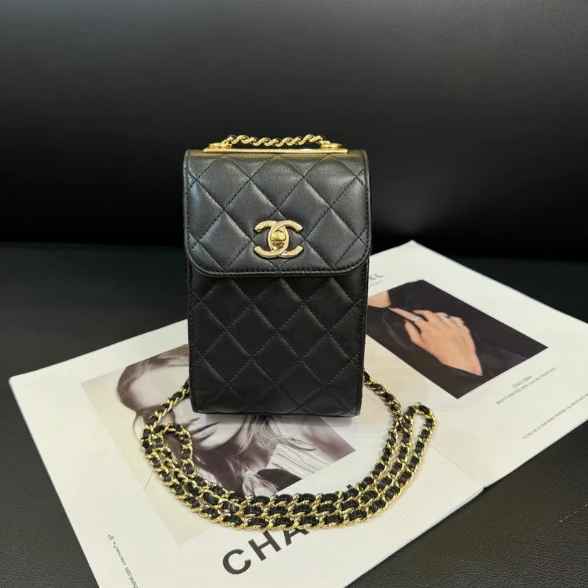 Chanel Black Gold Trendy CC Chain Mobile Phone Crossbody Bag