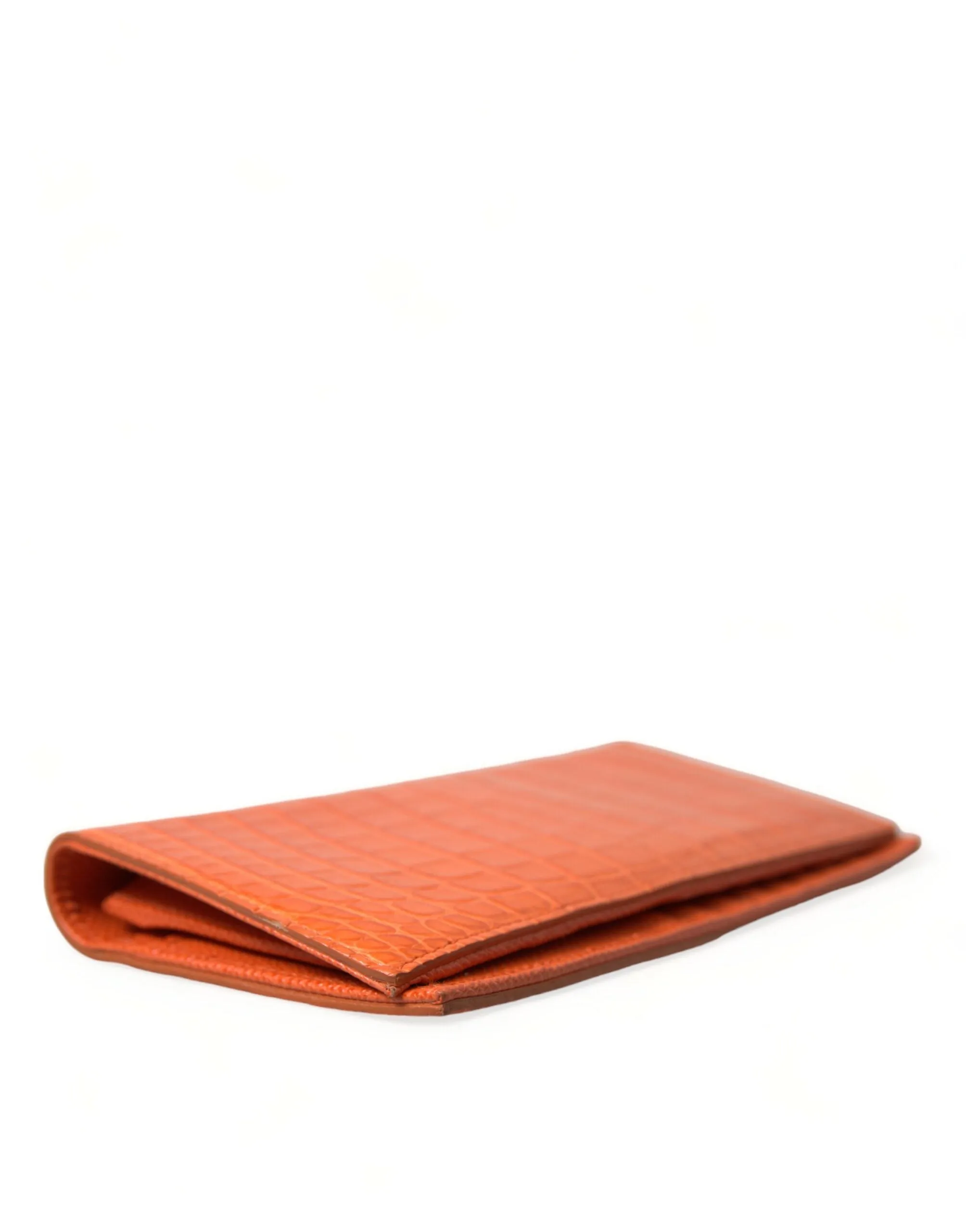 Chic Orange Crocodile Leather Wallet