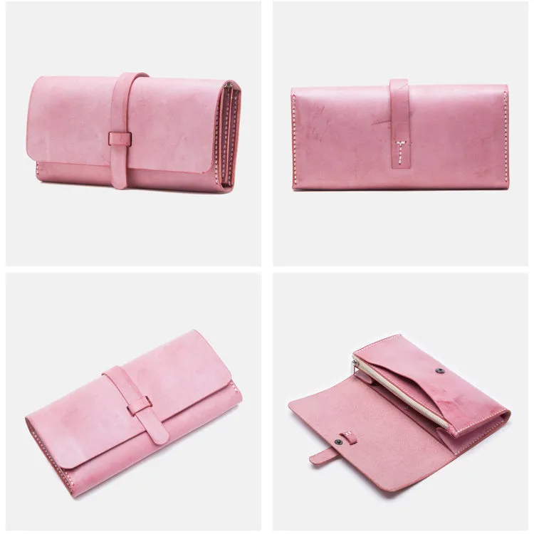 Chic Womens Pink Leather Long Wallets Clutch Bags Purses for Women