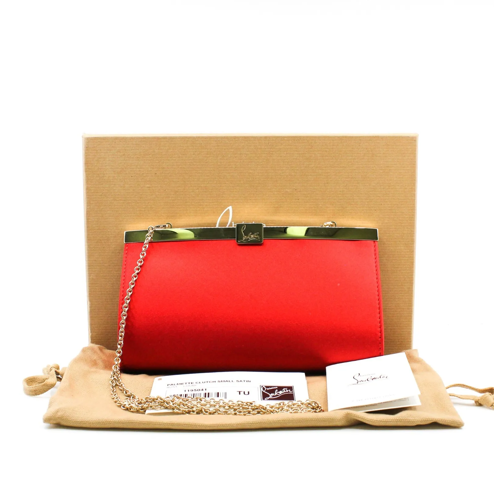 cl clutch bag red silk ghw