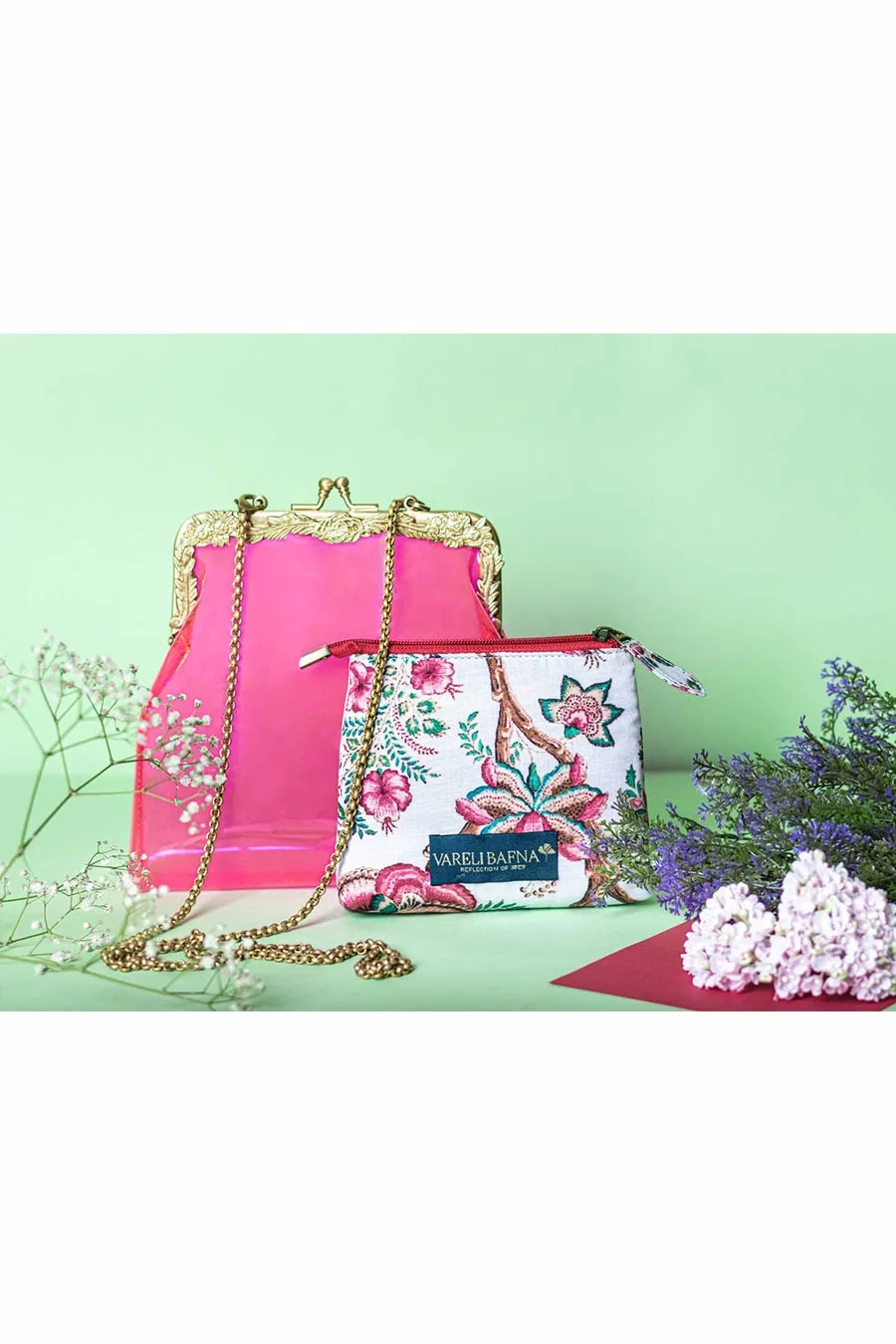 Deep Pink Zahri Clutch & Pouch Set