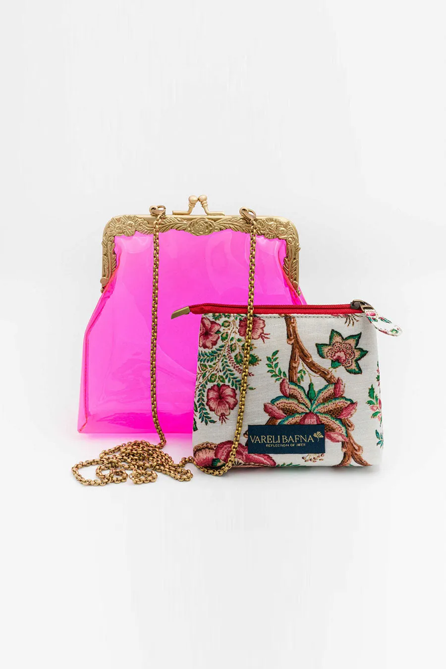 Deep Pink Zahri Clutch & Pouch Set