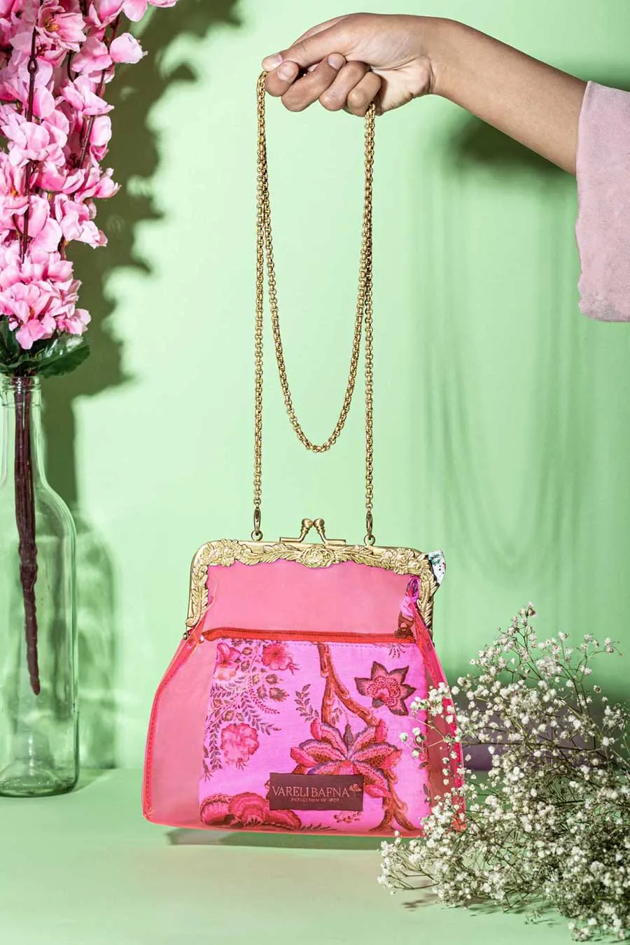 Deep Pink Zahri Clutch & Pouch Set