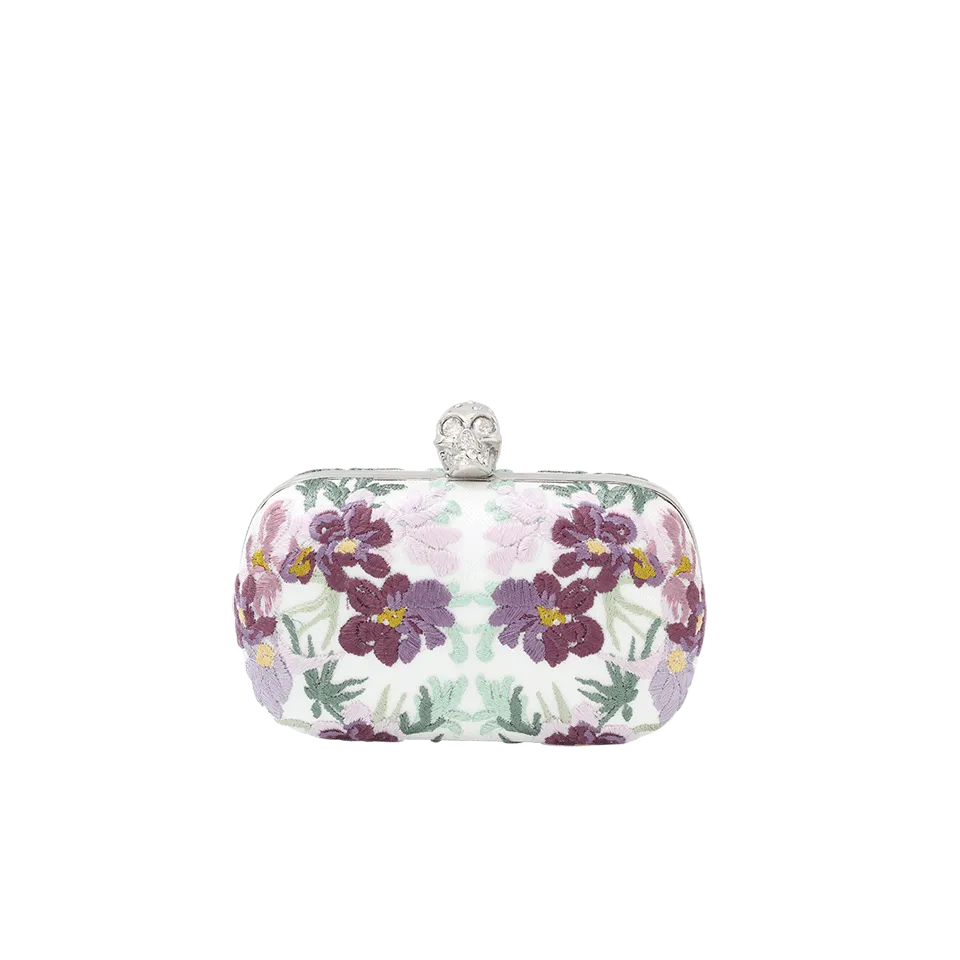 Embroidered Floral Skull Clutch