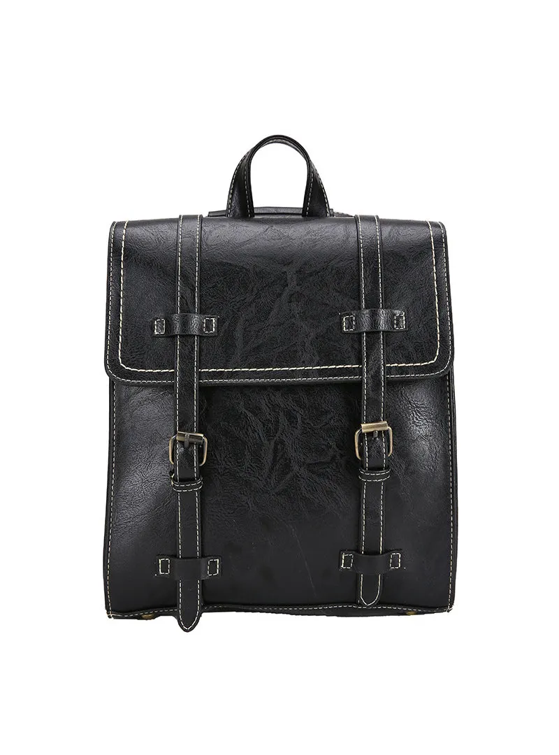 Folding College Style PU Leather Backpack