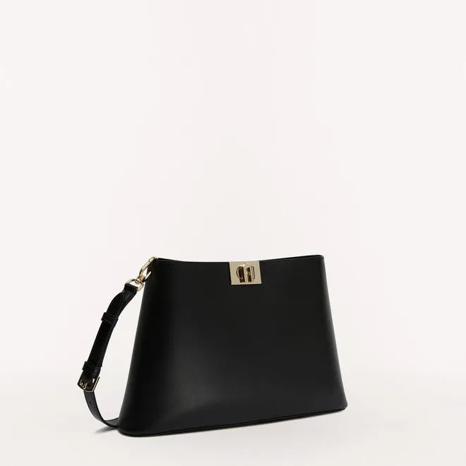 FURLA FLEUR SHOULDER BAG IN BLACK