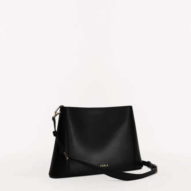 FURLA FLEUR SHOULDER BAG IN BLACK