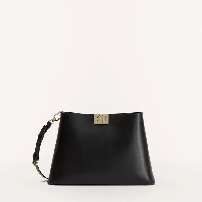 FURLA FLEUR SHOULDER BAG IN BLACK