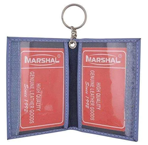 Genuine Lambskin Soft Leather Credit card Id Card Holder with Key Chain by Marshal