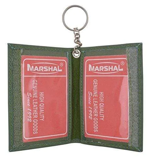 Genuine Lambskin Soft Leather Credit card Id Card Holder with Key Chain by Marshal