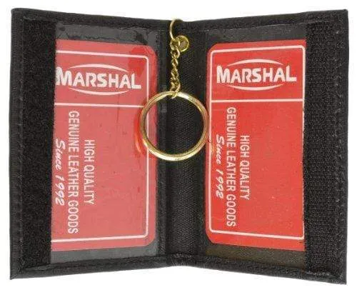 Genuine Lambskin Soft Leather Credit card Id Card Holder with Key Chain by Marshal