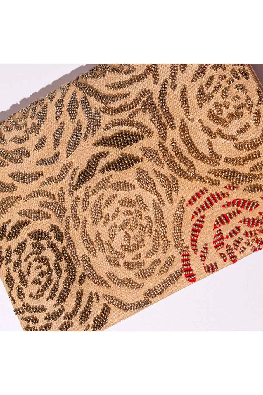 Gold Gulaab Patri Embroidered Clutch