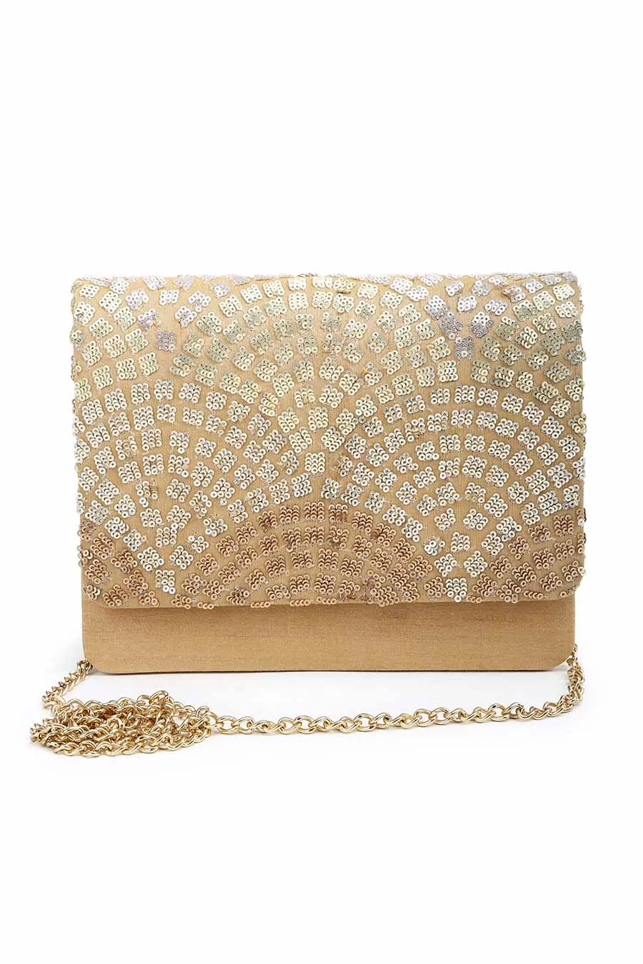 Gold Sequins Embroidered Clutch