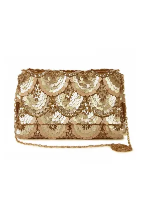 Gold Sparkle Sequins Embroidered Clutch