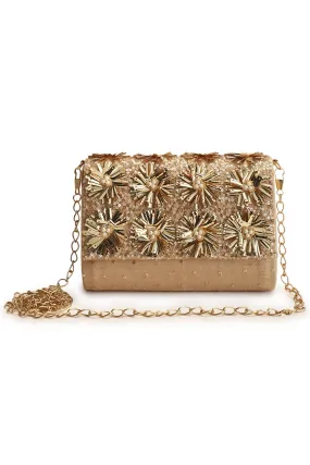 Gold Sparkles Hand-Embroidered Clutch