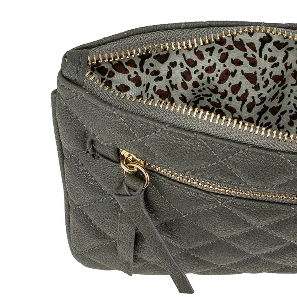 Gray Quilted Wristlet