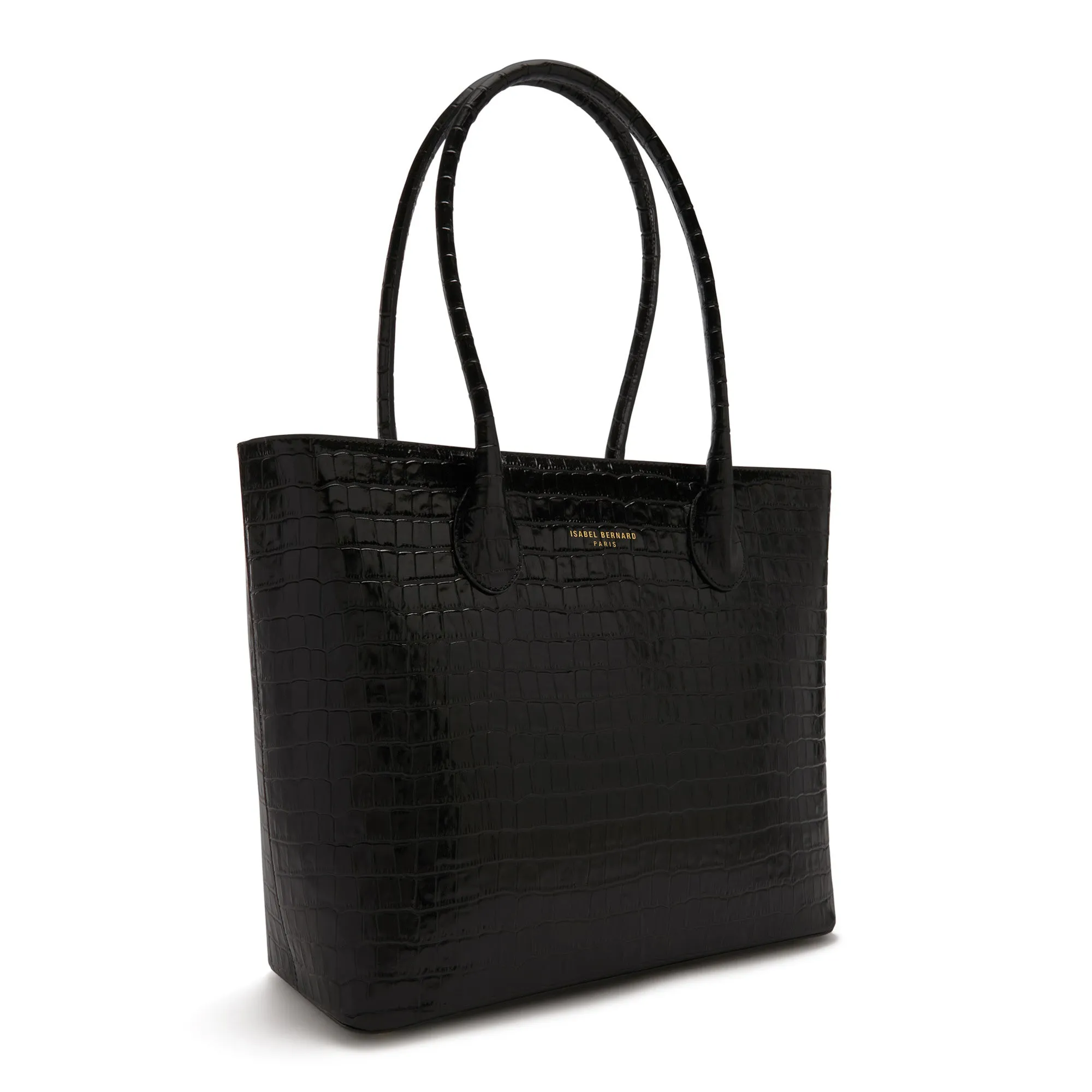 Honoré Lysanne croco black calfskin leather shopper