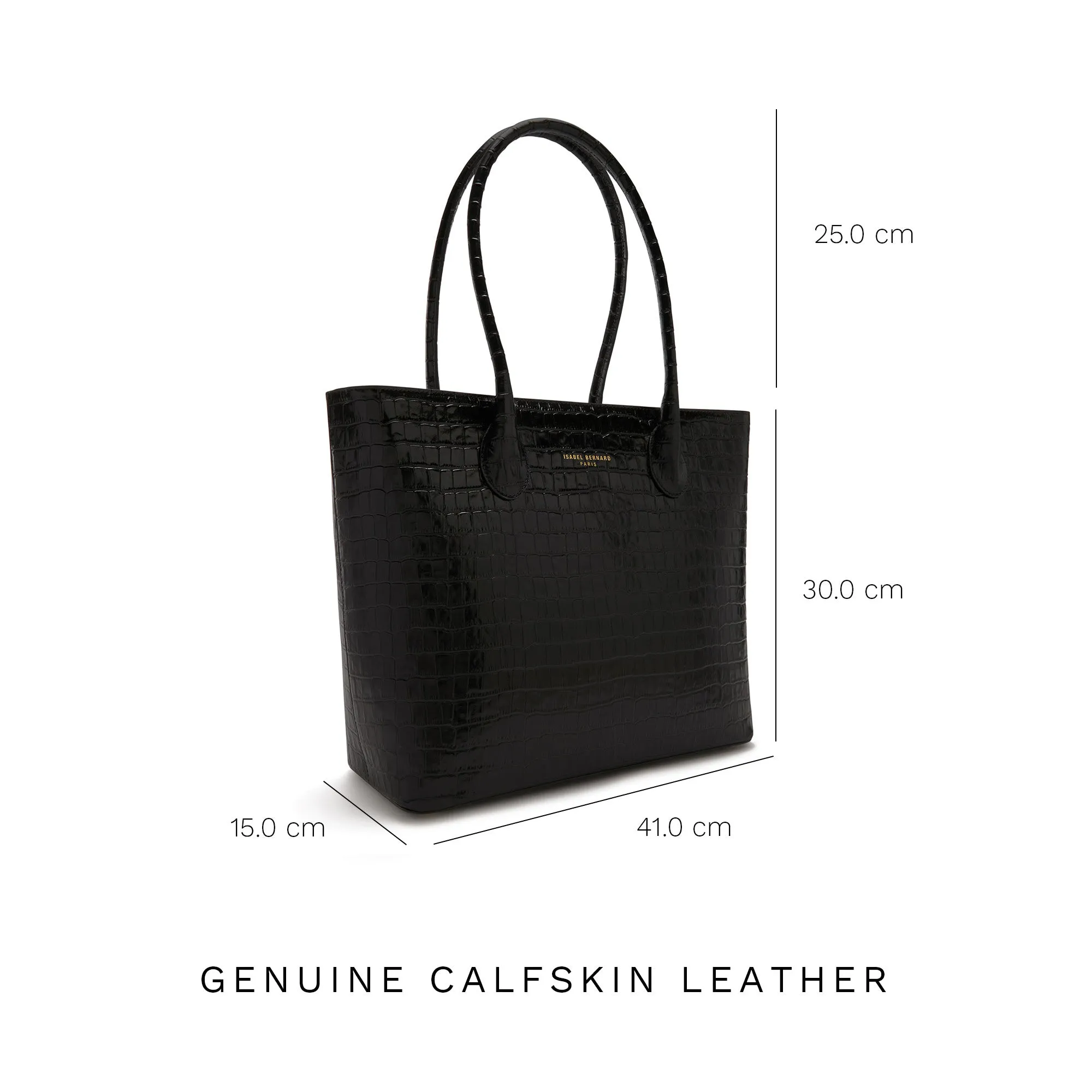 Honoré Lysanne croco black calfskin leather shopper