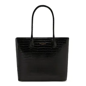 Honoré Lysanne croco black calfskin leather shopper