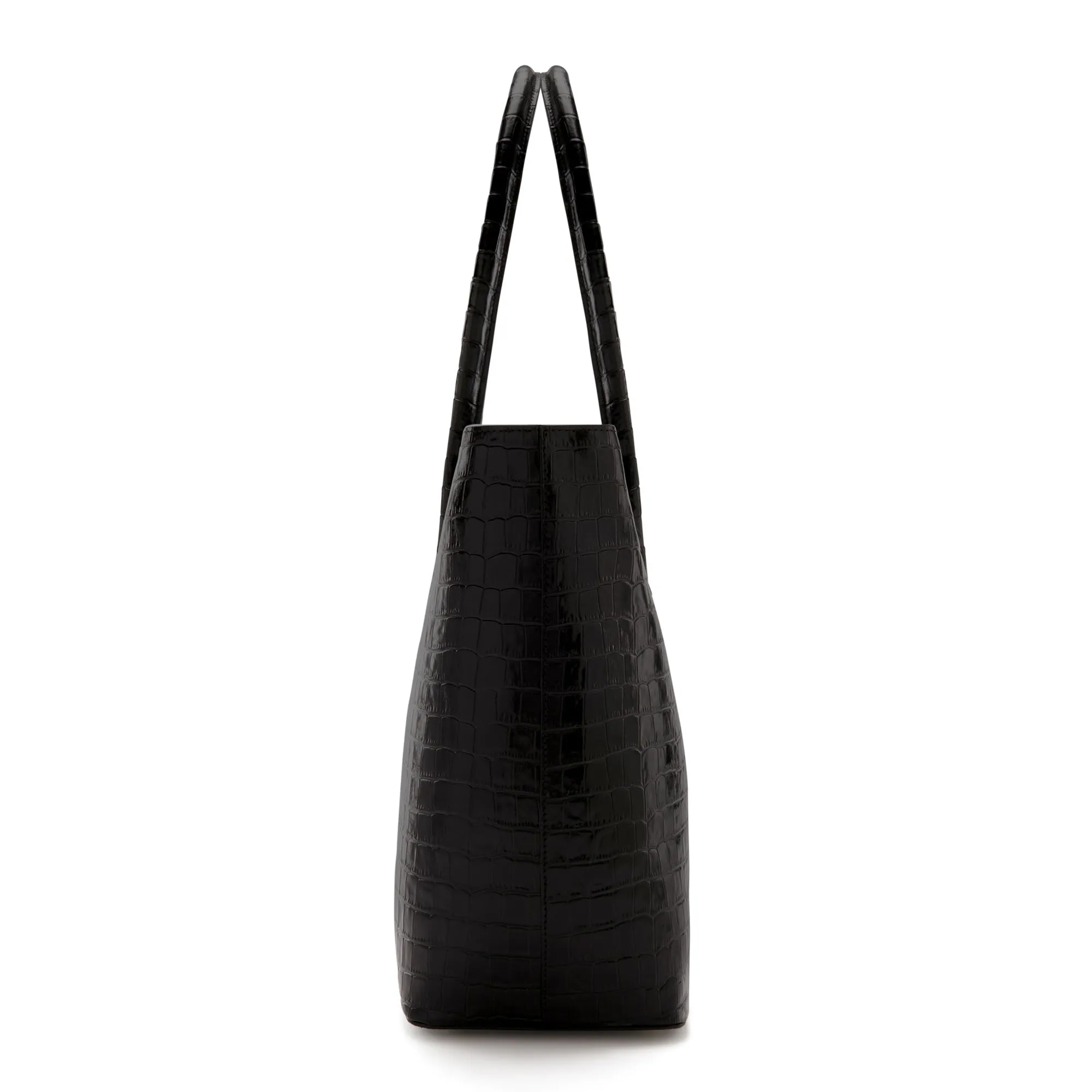 Honoré Lysanne croco black calfskin leather shopper