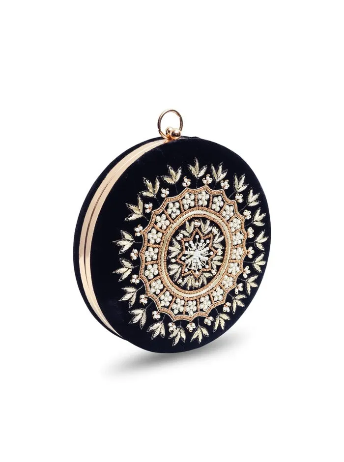 Ifrah Round Hand Embroidered Clutch