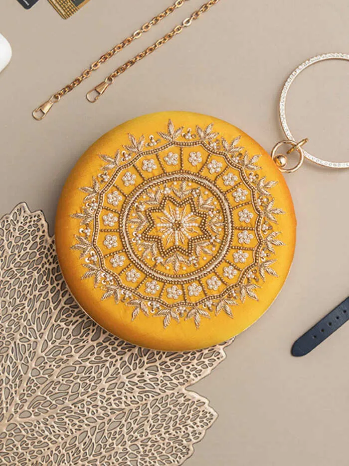 Ifrah Round Hand Embroidered Clutch