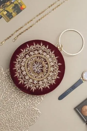 Ifrah Round Hand Embroidered Clutch