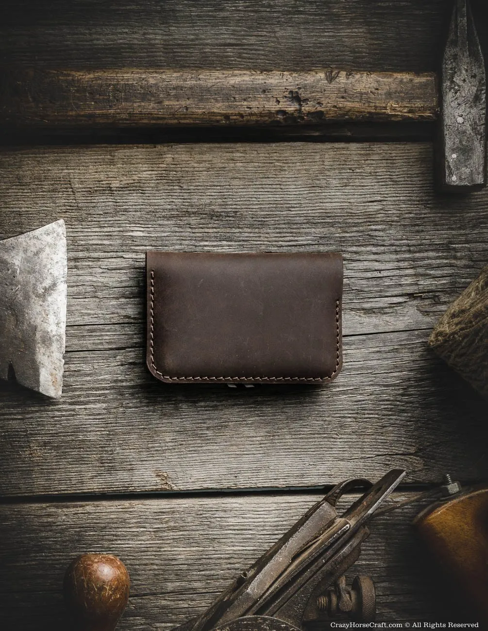 Leather Business & Credit Card Holder / Wallet | Wood Brown