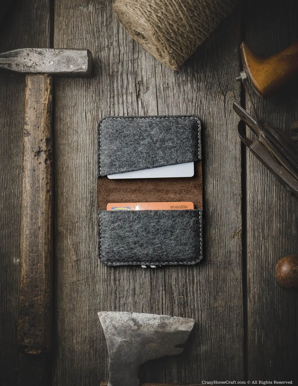 Leather Business & Credit Card Holder / Wallet | Wood Brown