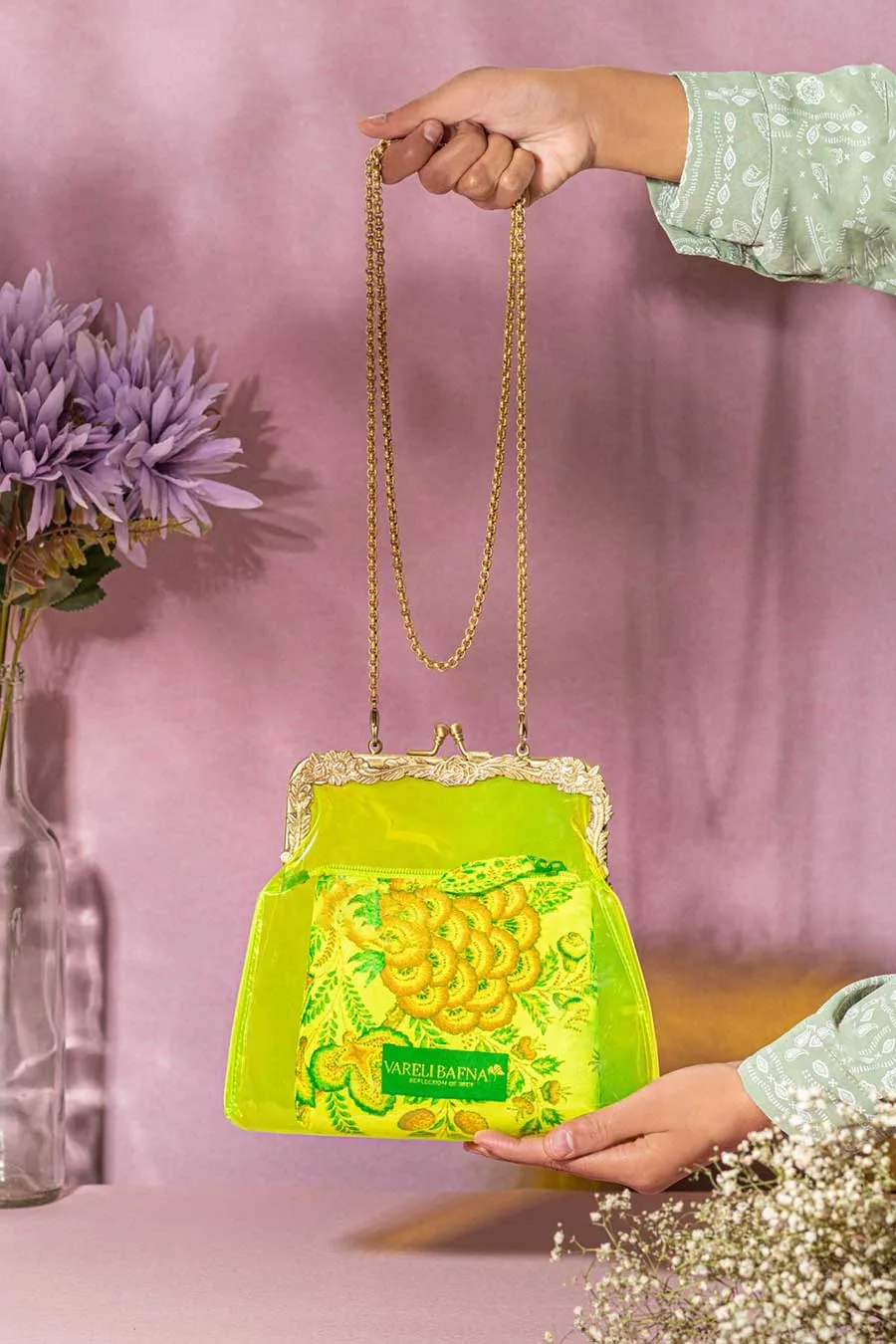 Lime Green Jyrn Clutch & Pouch Set