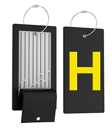 Luggage Initial Bag Tag - Fully Bendable - Stainless Steel Loop