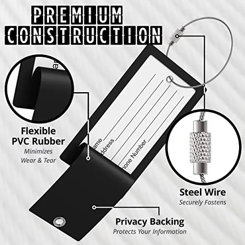 Luggage Initial Bag Tag - Fully Bendable - Stainless Steel Loop