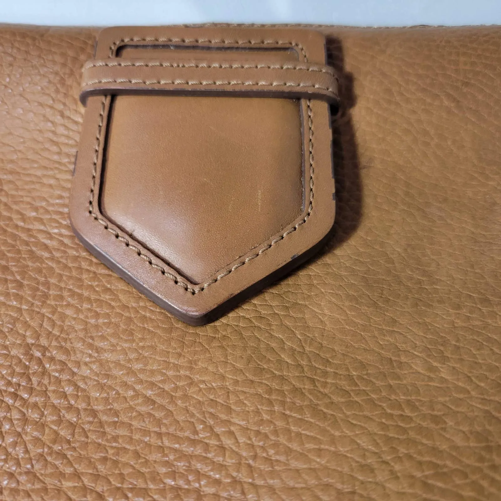 Massimo Dutti Crossbody Bag Tan Brown Envelope Accordion Pebbled Leather Shoulder Spain