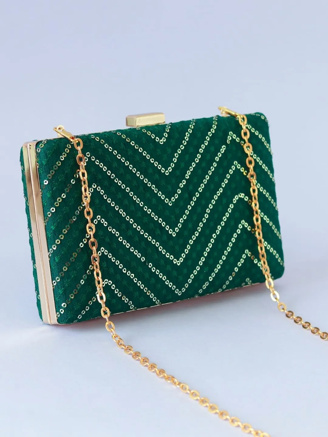 Mehak Zig Zag Sequins Embroidered Clutch