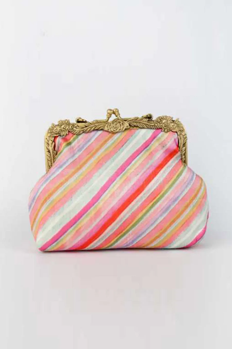 Multicolour Tirchi Lakeer Striped Clutch