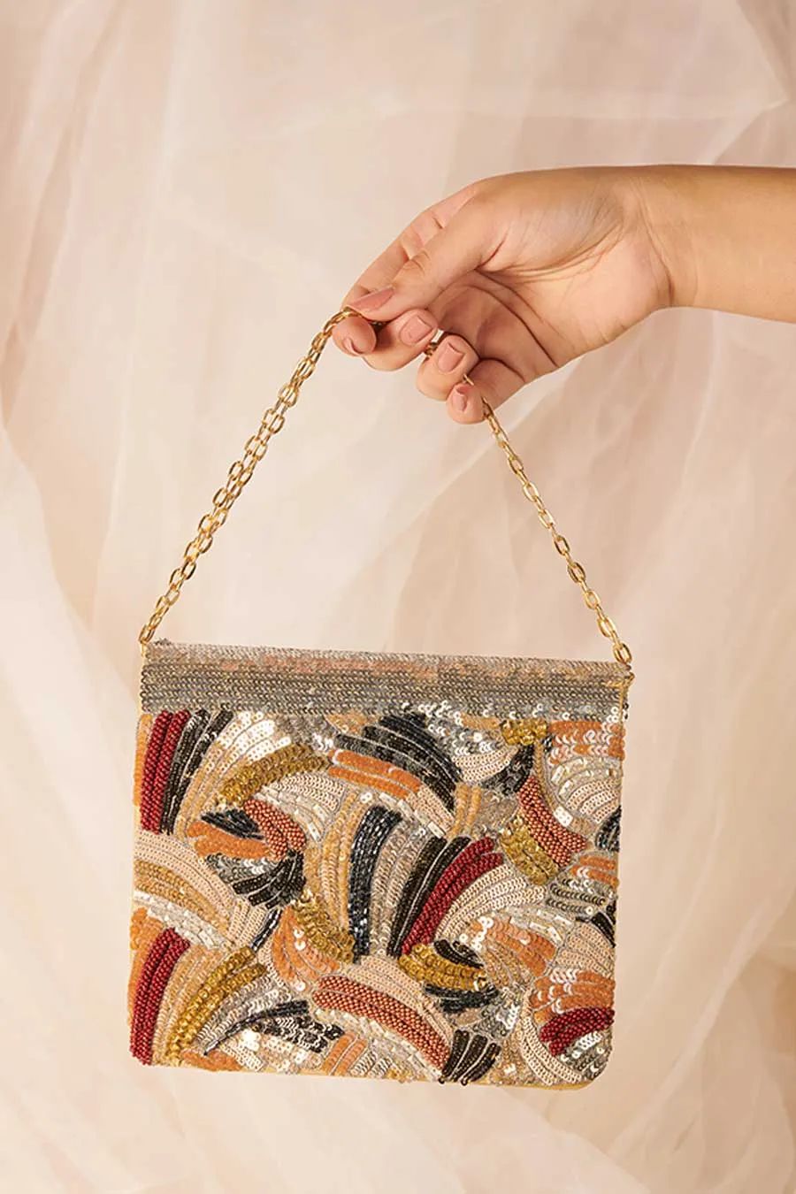 Multicolour Vasl Sequins Embroidered Clutch