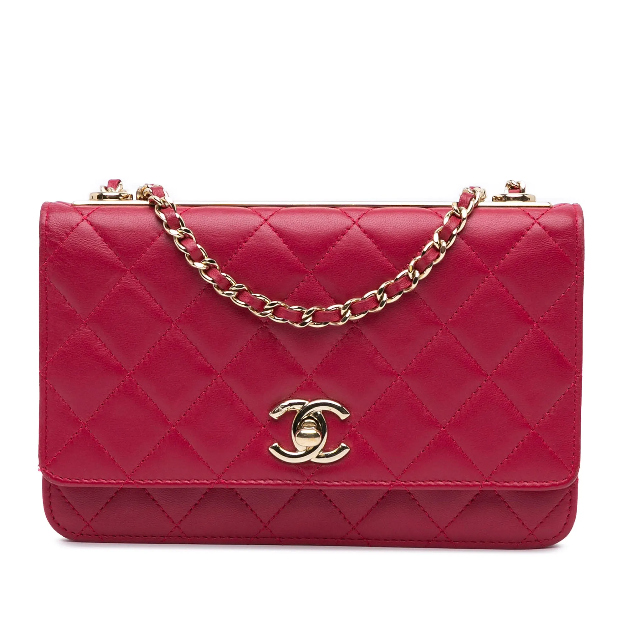 Pink Chanel Lambskin Trendy CC Wallet On Chain Crossbody Bag