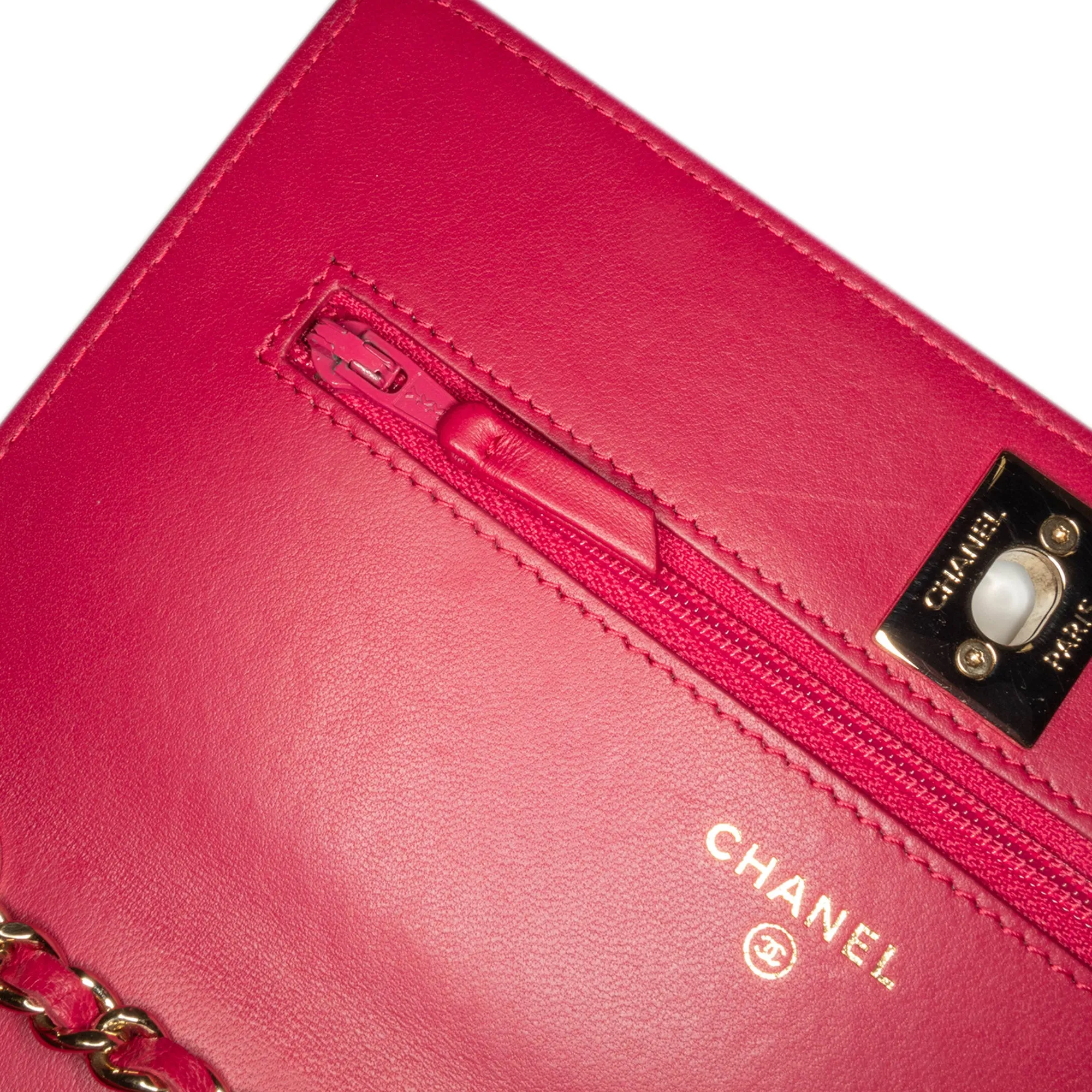 Pink Chanel Lambskin Trendy CC Wallet On Chain Crossbody Bag