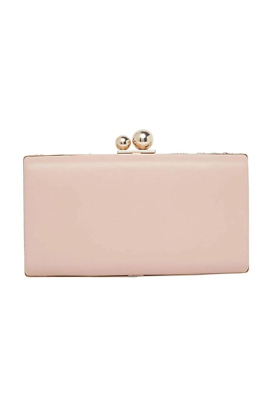 Pink Embroidered Leather Clutch